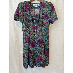 Vintage 80s Caroline Wells Floral Romper 100% Rayon (12)